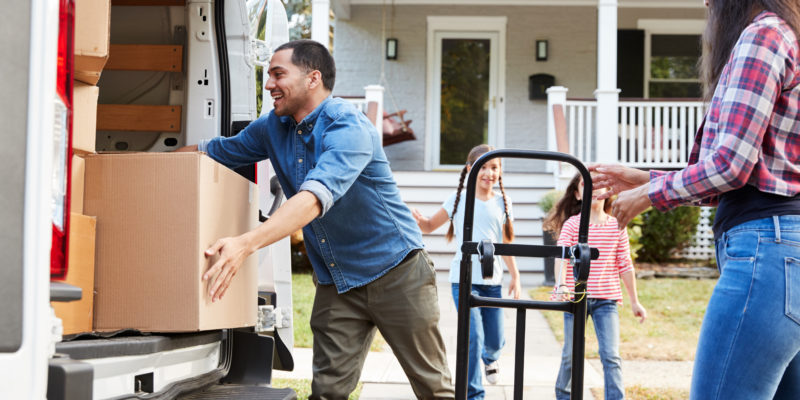 Family moving into a new house