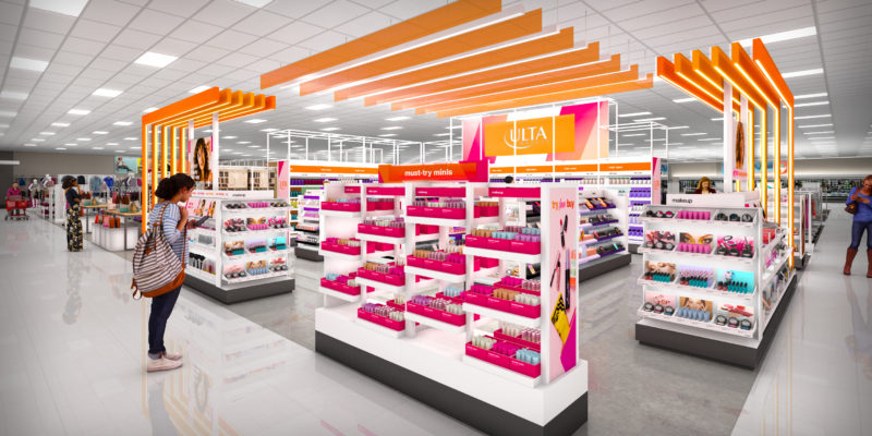 Customer viewing products in Target brand merger with Ulta