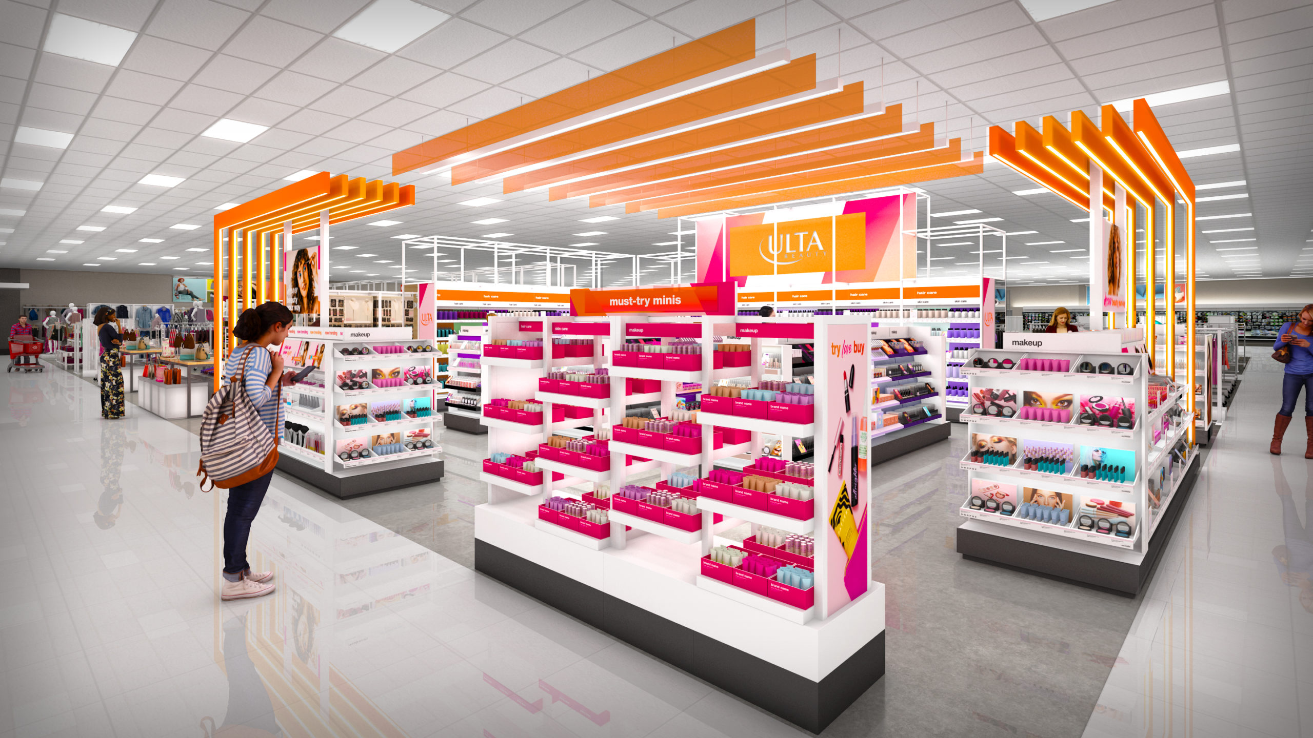 Customer viewing products in Target brand merger with Ulta