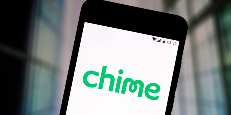 Chime logo on iphone blurred background