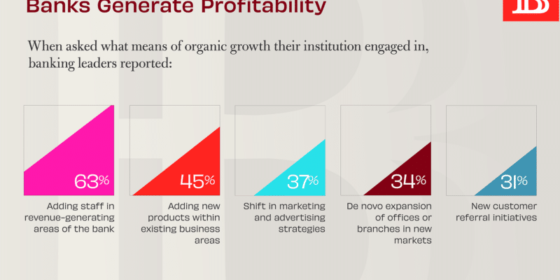 Chart depicting ways that banks generate profitability by leveraging a mix of strategies